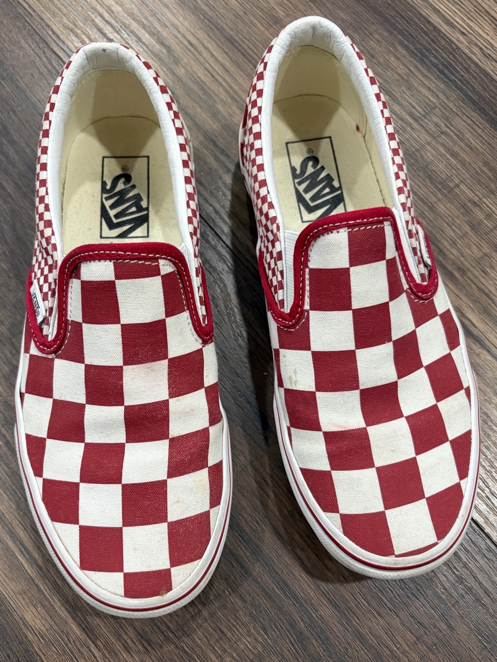 Vans Classic Slip-On Red & White Checkerboard | Women’s 7.5 / Men’s 6